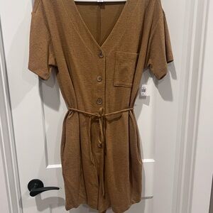 Old Navy Brown Mustard Buttoned Romper
